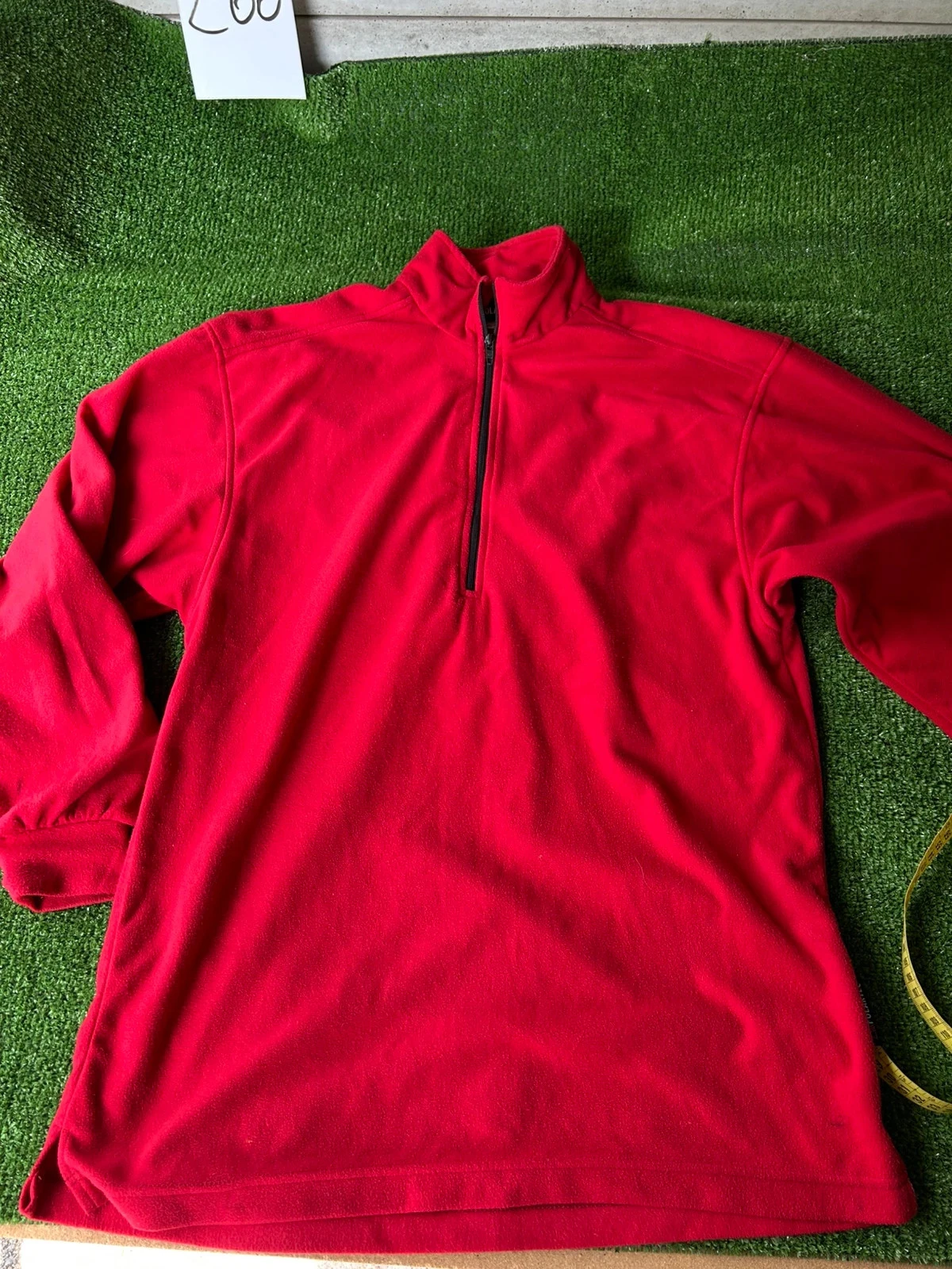 Sweat pull polaire rouge quart zip half zip polartec taille L